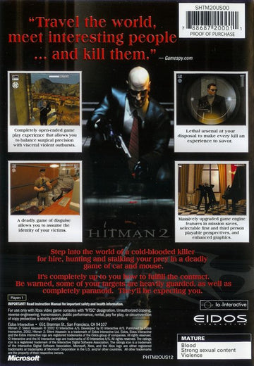 
Hitman 2: Silent Assassin | Xbox | back cover | Data by MobyGames.com