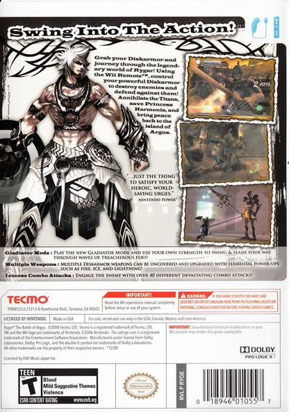 
Rygar: The Legendary Adventure | Wii | back cover | Data by MobyGames.com