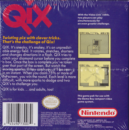 
QIX | Game Boy | back cover | Data by MobyGames.com