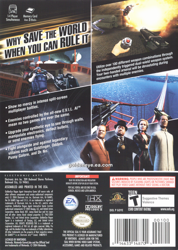 
GoldenEye: Rogue Agent | GameCube | back cover | Data by MobyGames.com