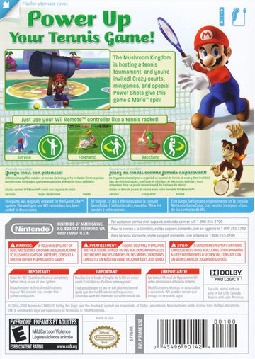 Mario Power Tennis | Wii | back cover | region=North America | source-country=Canada,United States | zypher-v2 | moby-f50667f24b33 | Data by MobyGames.com