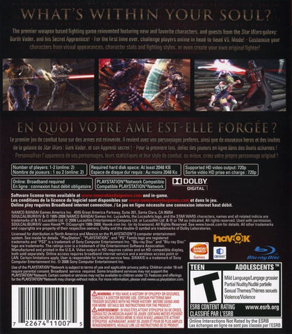 SoulCalibur IV | PlayStation 3 | back cover | region=North America | source-country=United States | zypher-v2 | moby-52041a77e3de | Data by MobyGames.com