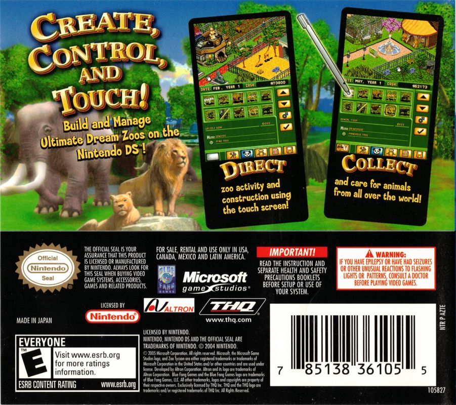 
Zoo Tycoon DS | Nintendo DS | back cover | Data by MobyGames.com