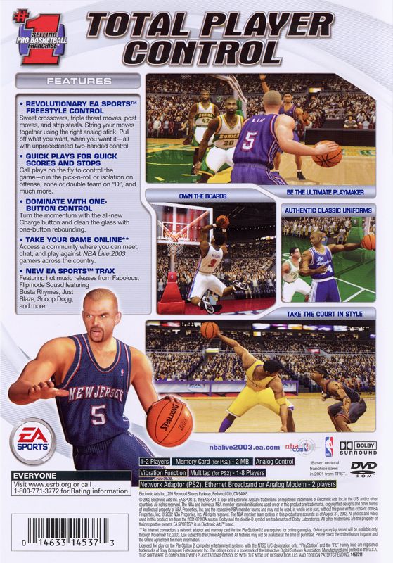 
NBA Live 2003 | PlayStation 2 | back cover | Data by MobyGames.com