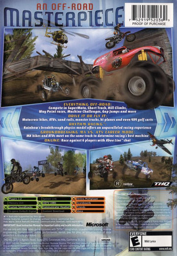 
MX vs. ATV Unleashed | Xbox | back cover | Data by MobyGames.com