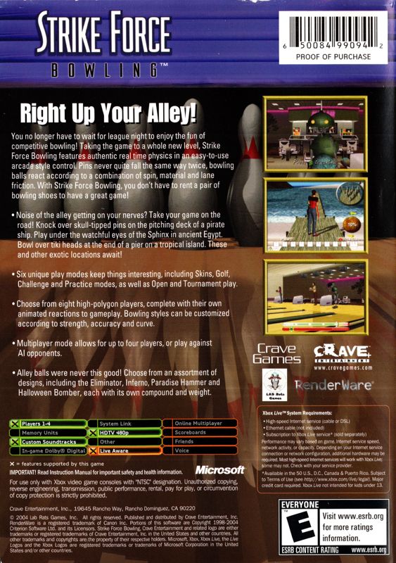 
Strike Force Bowling | Xbox | back cover | Data by MobyGames.com