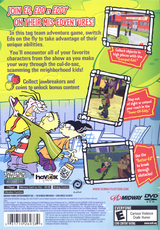 
Ed, Edd n Eddy: The Mis-Edventures | PlayStation 2 | back cover | Data by MobyGames.com