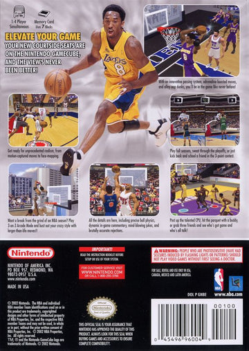 NBA Courtside 2002 | GameCube | back cover | region=North America | source-country=Canada,United States | zypher-v2 | moby-1885600fa5d6 | Data by MobyGames.com