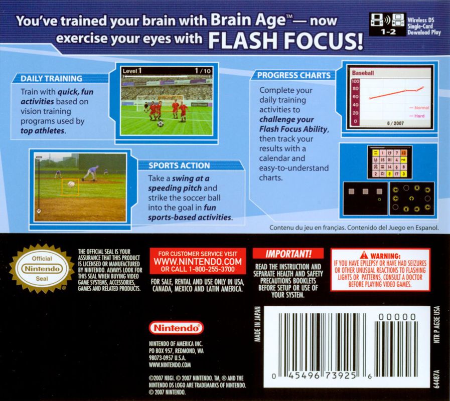 
Flash Focus: Vision Training in Minutes a Day | Nintendo DS | back cover | Data by MobyGames.com