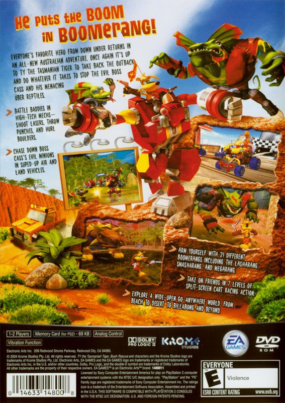 
Ty the Tasmanian Tiger 2: Bush Rescue | PlayStation 2 | back cover | Data by MobyGames.com