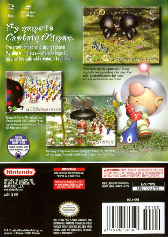 
Pikmin | GameCube | back cover | Data by MobyGames.com
