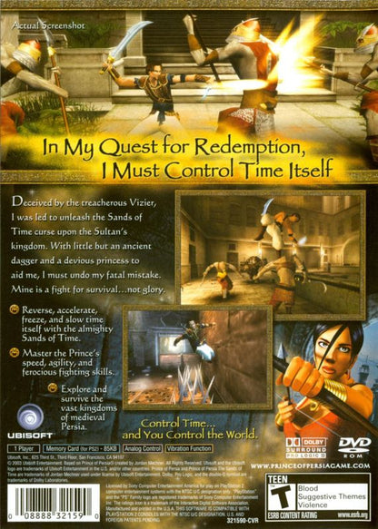 Prince of Persia: The Sands of Time | PlayStation 2 | back cover | region=North America | source-country=United States | zypher-v2 | moby-9c1effdec139 | Data by MobyGames.com