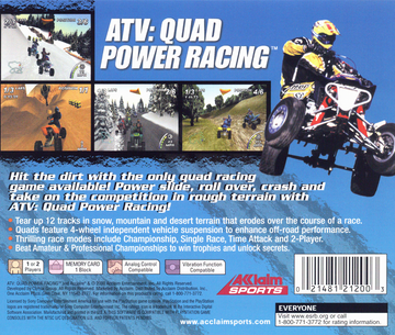 
ATV: Quad Power Racing | PlayStation | back cover | Region: North America | source-country=United States | Data by MobyGames.com