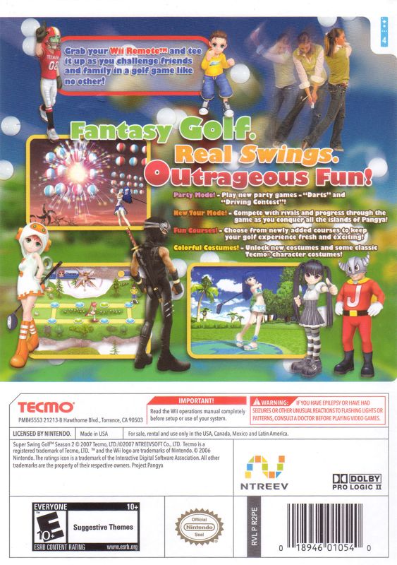 
Super Swing Golf Season 2 | Wii | back cover | Data by MobyGames.com