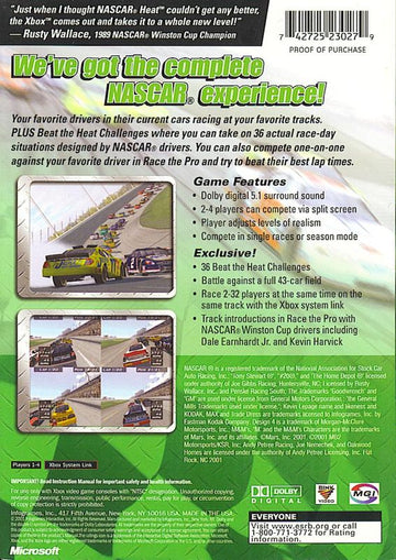 
NASCAR Heat 2002 | Xbox | back cover | Data by MobyGames.com