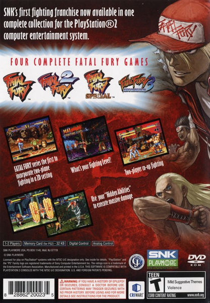 
Fatal Fury: Battle Archives Volume 1 | PlayStation 2 | back cover | Region: North America | source-country=United States | Data by MobyGames.com