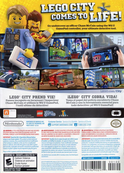 LEGO City: Undercover | Wii U | back cover | region=North America | source-country=Canada,Mexico,United States | zypher-v2 | moby-71b0a4339169 | Data by MobyGames.com