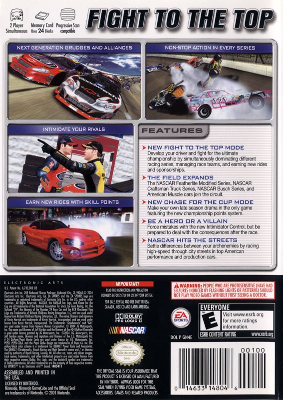 NASCAR 2005: Chase for the Cup | GameCube | back cover | region=North America | source-country=United States | zypher-v2 | moby-c98f800c11f3 | Data by MobyGames.com