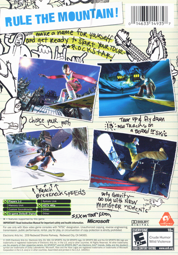 
SSX on Tour | Xbox | back cover | Region: North America | source-country=United States | Data by MobyGames.com