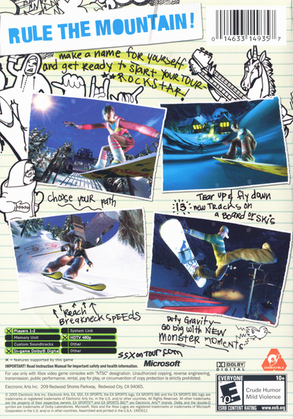 
SSX on Tour | Xbox | back cover | Region: North America | source-country=United States | Data by MobyGames.com