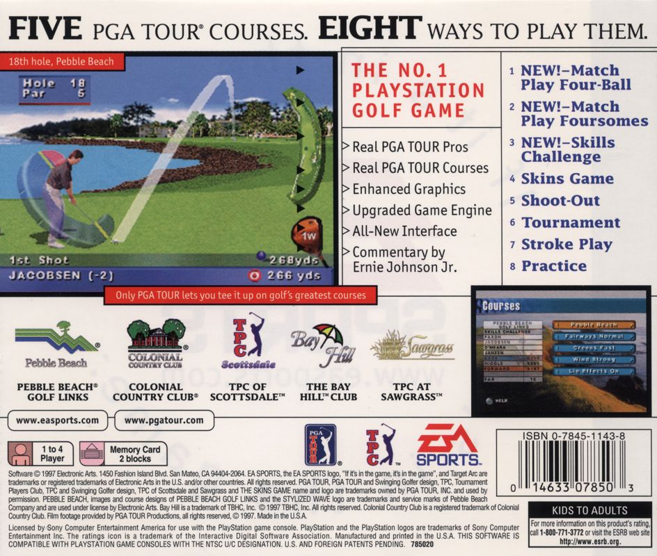 PGA Tour 98 | PlayStation | back cover | region=North America | source-country=United States | zypher-v2 | moby-c0093e459697 | Data by MobyGames.com