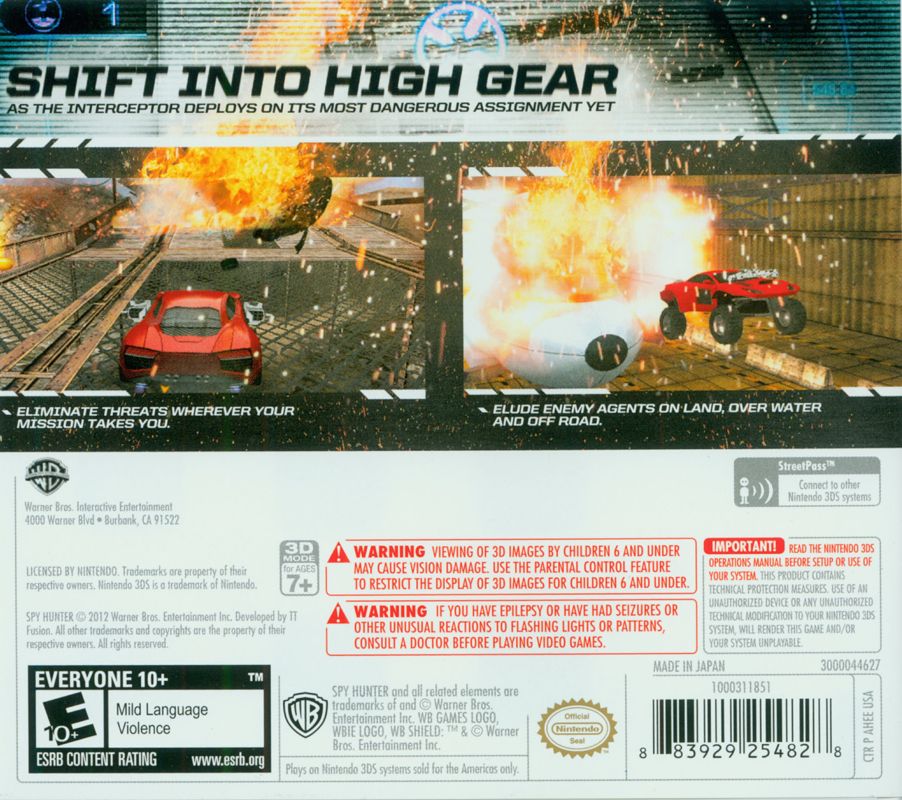 
Spy Hunter | Nintendo 3DS | back cover | Data by MobyGames.com