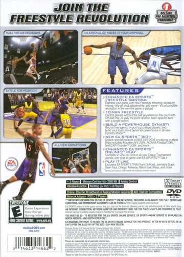 
NBA Live 2004 | PlayStation 2 | back cover | Region: North America | source-country=Canada,United States | Data by MobyGames.com