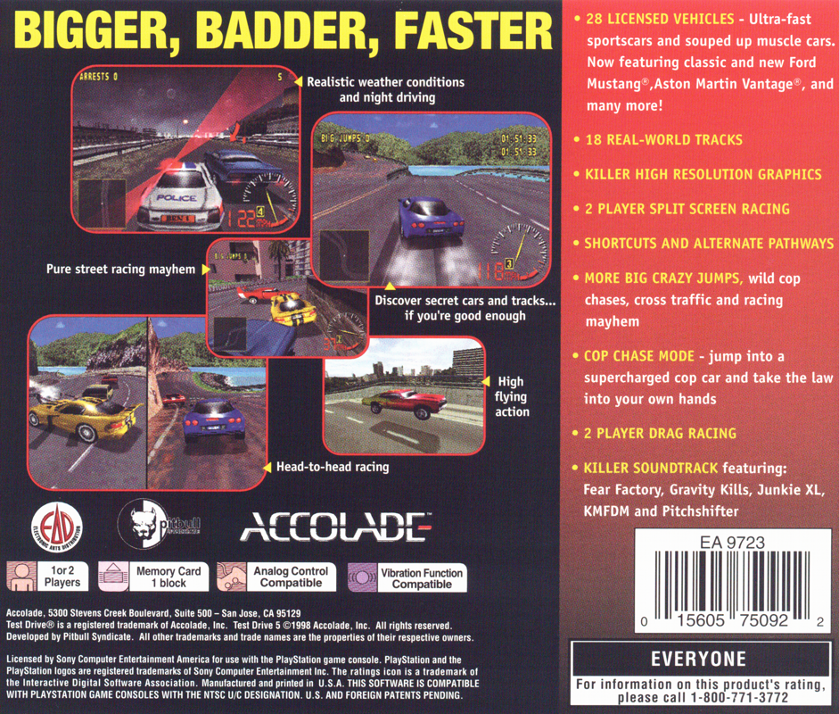
Test Drive 5 | PlayStation | back cover | Region: North America | source-country=United States | Data by MobyGames.com