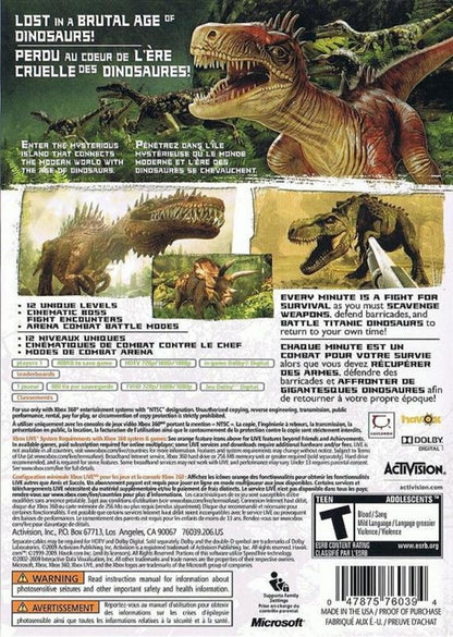 
Jurassic: The Hunted | Xbox 360 | back cover | Region: North America | source-country=Canada,United States | Data by MobyGames.com