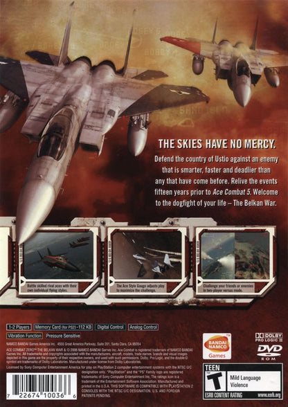 
Ace Combat Zero: The Belkan War | PlayStation 2 | back cover | Region: North America | source-country=Canada,United States | Data by MobyGames.com