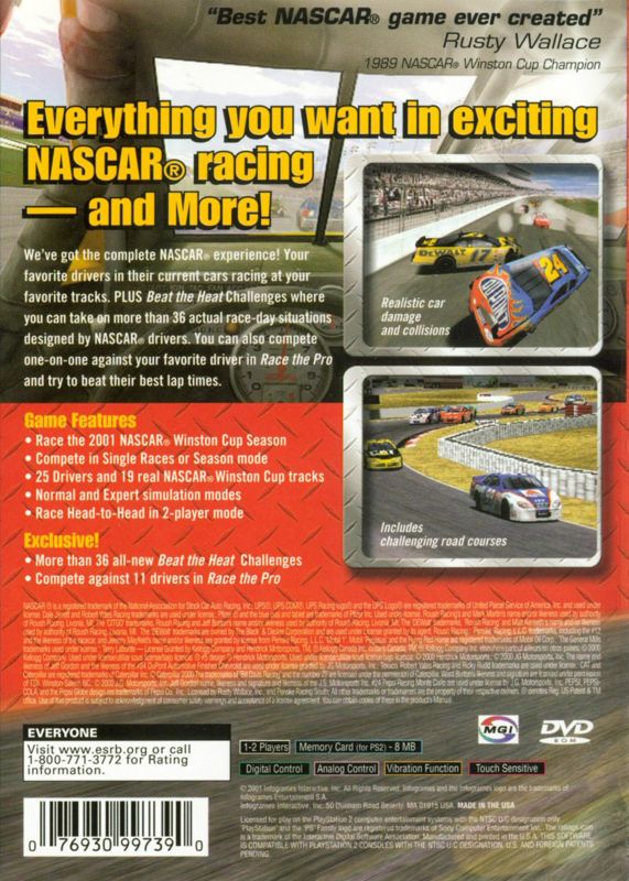 NASCAR Heat 2002 | PlayStation 2 | back cover | region=North America | source-country=Canada,United States | zypher-v2 | moby-afeee6ff136a | Data by MobyGames.com