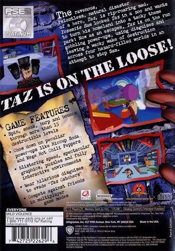 
Taz: Wanted | PlayStation 2 | back cover | Data by MobyGames.com