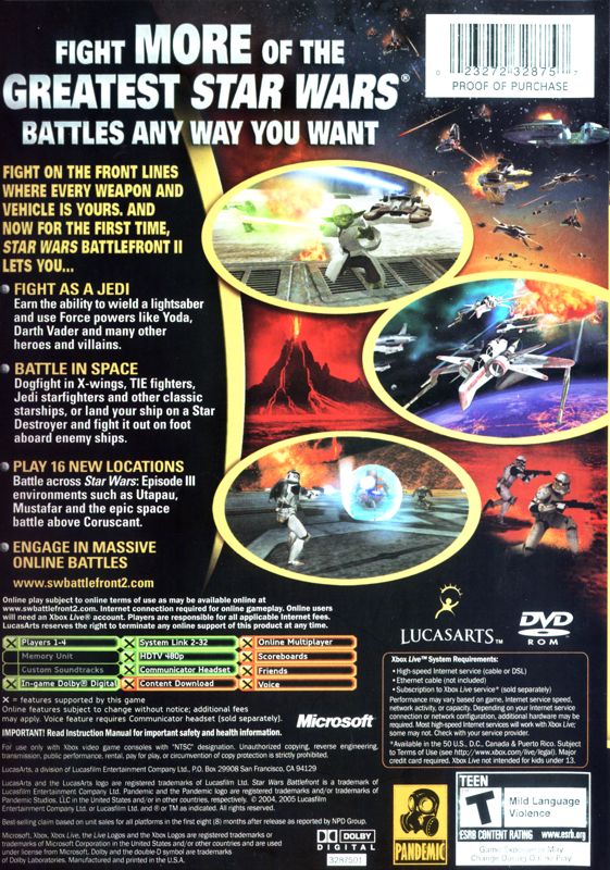 
Star Wars: Battlefront II | Xbox | back cover | Data by MobyGames.com