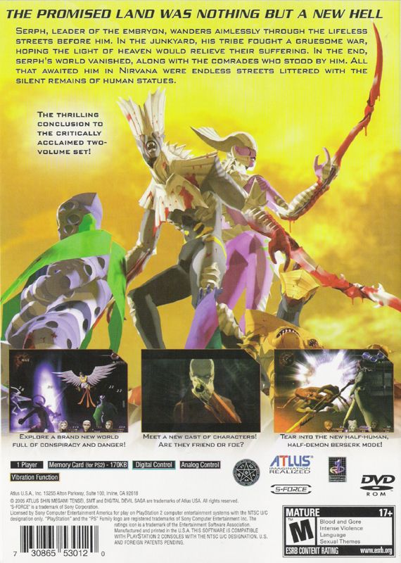 
Shin Megami Tensei: Digital Devil Saga 2 | PlayStation 2 | back cover | Region: North America | source-country=United States | Data by MobyGames.com
