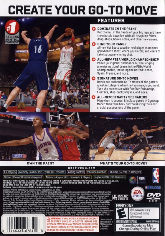 NBA Live 08 | PlayStation 2 | back cover | region=North America | source-country=United States | zypher-v2 | moby-9b4220a6df1d | Data by MobyGames.com