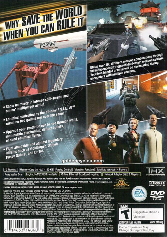 
GoldenEye: Rogue Agent | PlayStation 2 | back cover | Region: North America | source-country=Canada,United States | Data by MobyGames.com