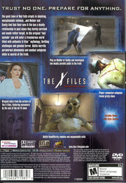 The X-Files: Resist or Serve | PlayStation 2 | back cover | region=North America | source-country=United States | zypher-v2 | moby-08f323851b85 | Data by MobyGames.com