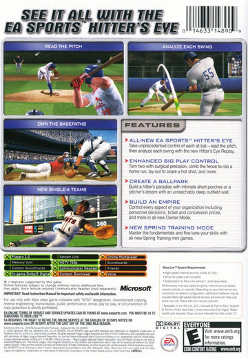 MVP Baseball 2005 | Xbox | back cover | region=North America | source-country=United States | zypher-v2 | moby-9f1abe6aea61 | Data by MobyGames.com