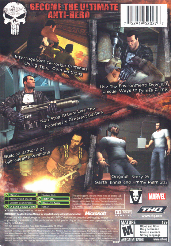 
The Punisher | Xbox | back cover | Data by MobyGames.com