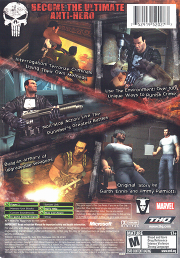 
The Punisher | Xbox | back cover | Data by MobyGames.com