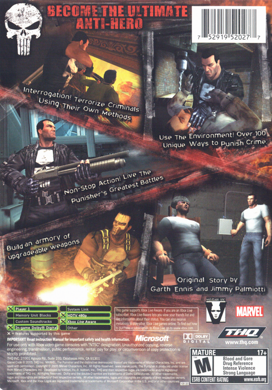 
The Punisher | Xbox | back cover | Data by MobyGames.com