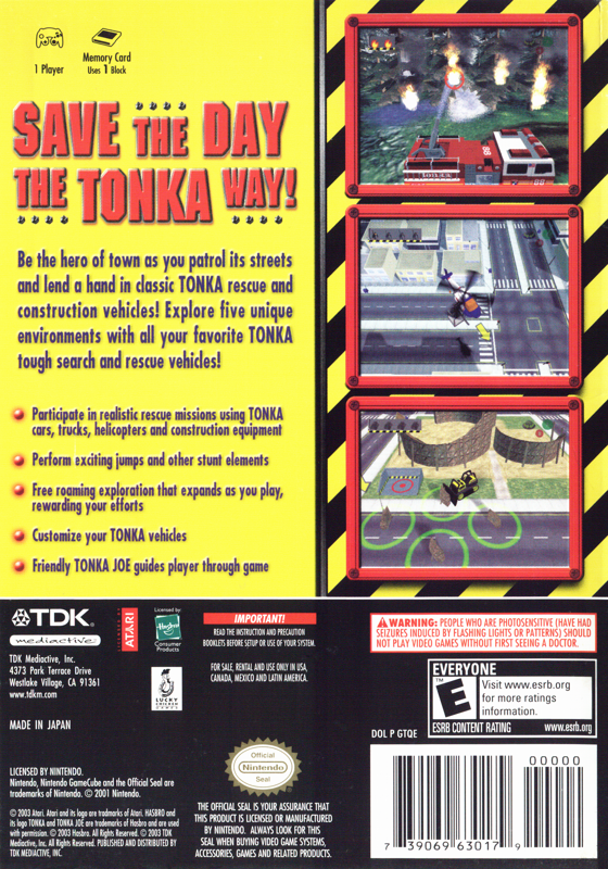 
Tonka Rescue Patrol | GameCube | back cover | Data by MobyGames.com
