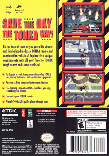 
Tonka Rescue Patrol | GameCube | back cover | Data by MobyGames.com