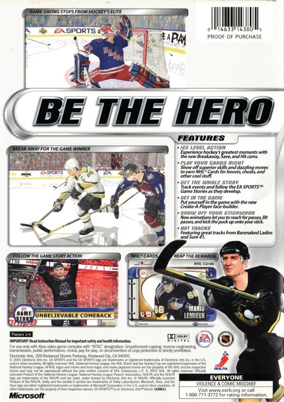NHL 2002 | Xbox | back cover | region=North America | source-country=Canada,United States | zypher-v2 | moby-6b760ebfc717 | Data by MobyGames.com