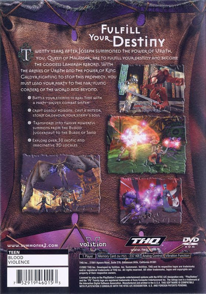 Summoner 2 | PlayStation 2 | back cover | region=North America | source-country=United States | zypher-v2 | moby-dd333cde6145 | Data by MobyGames.com