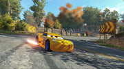 Cars 3: Driven to Win | Xbox One | gameplay screenshot | Boosting through a wooded road circuit | source=official Xbox BZKS084ZSXJ4 | asset=5daf7dd2-5bdd-4724-976e-95865b59bed5