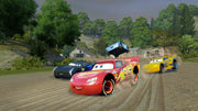 Cars 3: Driven to Win | Xbox One | gameplay screenshot | Racing and jumping on a dirt track | source=official Xbox BZKS084ZSXJ4 | asset=a5a76338-82c4-4e8a-b53c-004f3edbd64d