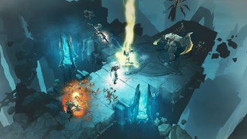 
Diablo III: Eternal Collection | Xbox One | gameplay screenshot | Fighting monsters on a fractured blue platform | Source: official Xbox BZ84XLQBRHTG | screenshot=03