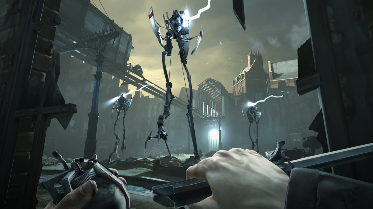 
Dishonored: Definitive Edition | Xbox One | gameplay screenshot | First-person combat against tallboy guards