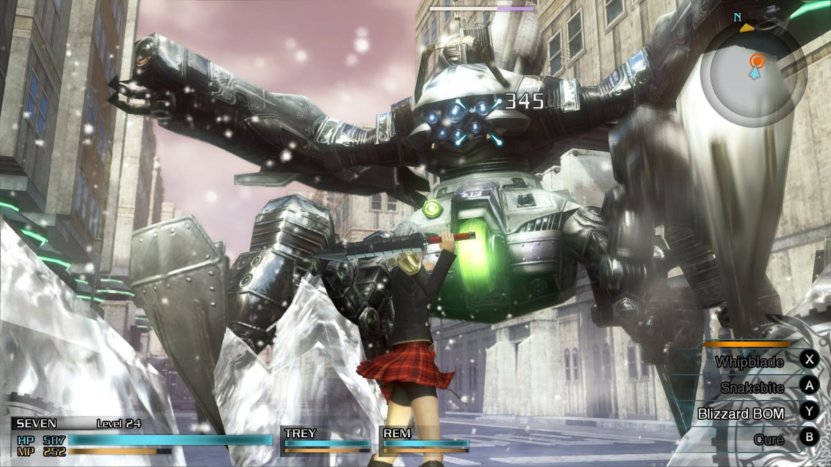 
Final Fantasy Type-0 HD | Xbox One | gameplay screenshot | Seven attacks an airborne mechanical enemy